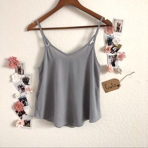 Doubled Straps Flowy Grey Tank Top